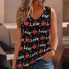 3D Heart Symbol Print Tank Tops for Women Workout Yoga Gym Printed Summer Sport Shirts Plus Size Vests