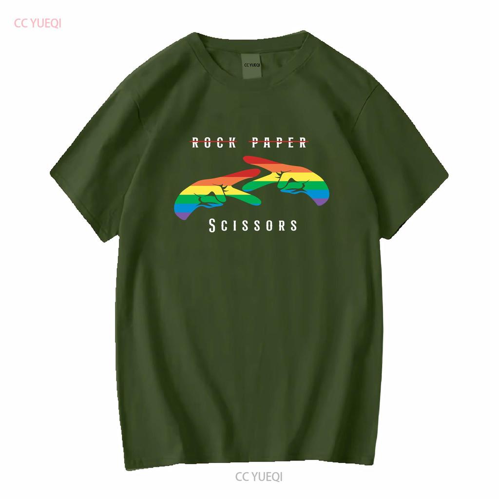 Rock Paper Scissors Funny Lesbian Pride LGBT T ShirT long or short sleeves vintage Washed Unisex Comfortable Slightly Versatile