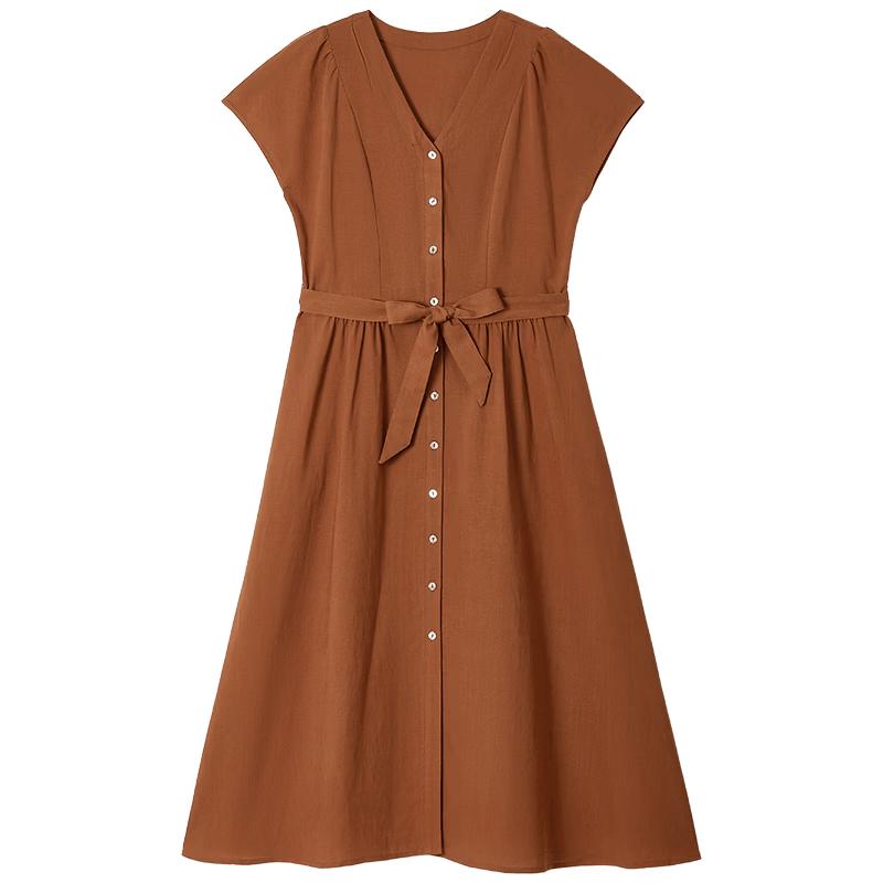 EICHITOO Women s V-Neck Short-Sleeve A-Line Midi Dress M