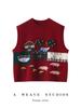 Spring & Autumn Hand-Knitted Sleeveless Cashmere Jacquard Vest - Retro Round Neck, Loose Fit