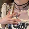 Gothic Punk Y2K Metal Cross Pendant Necklace For Women Men Lovers Vintage Multi Layer Bead Necklaces 90s EMO Charm Jewelry Gift