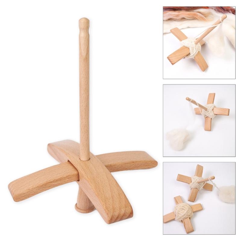Crosses-Shaped Wooden Turkish Spindle Drop Spindle Crocheting Spinner Tool Sewing Accessories for Yarn Weaving Wool