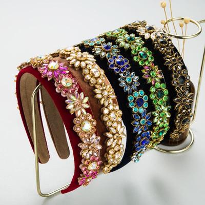 Women Hair Band Creative Flower Accessories Rhinestone Head Band Wide Edge Headwear