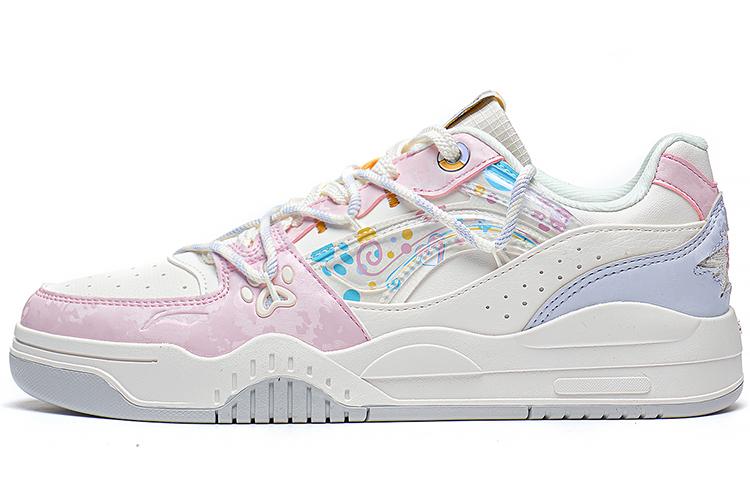 Li Ning Yuebai Скользкие, износостойкие, легкие низкие кеды для скейтборда Женские Бело-розовые AGCS252-11 35.5
