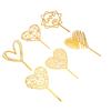 6Pcs Cake Topper Decorations Gold Heart Shaped for Cupcake Birthday Party Celebration Wedding Anniversary