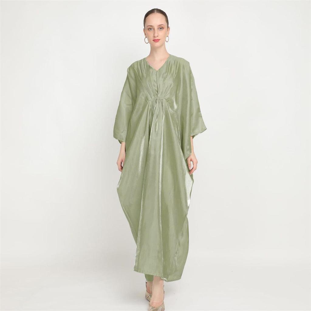 M218#8 Damen Locker Fledermausärmel Langes Kleid - Indonesisch Malaysischer & Nahöstlicher Stil