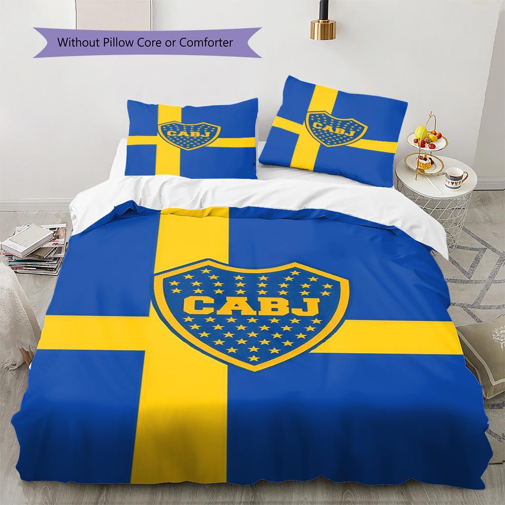 Boca Juniors Pattern Bedding Set Quilt Cover Pillowcase Home Decor Gift (1 * duvet cover + 2 * pillowcase, without core)