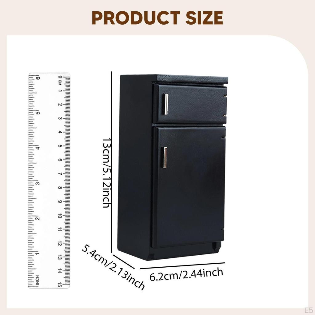 1/12 Dollhouse Kitchen Fridge Freezer Furniture Dining Room Wooden Micro Landscape