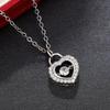 Floating Round Cubic Zirconia Double Layer Heart Lock Pendant Ins Women Clavicle Necklace