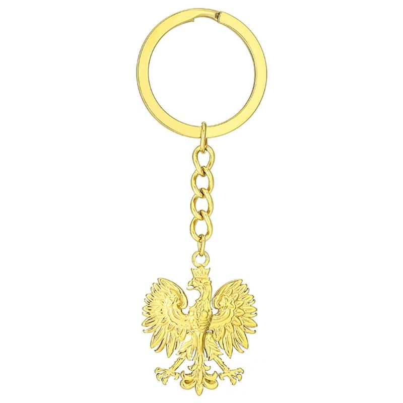Vintage Poland Eagle Pendant Keychain for Men Women Gold Silver Metal Animal Backpack Keyring Ethnic Key Chain Rings