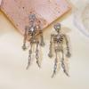 Punk Style Rhinestone Skull Earrings Exaggerate Halloween Party Jewelry  Women