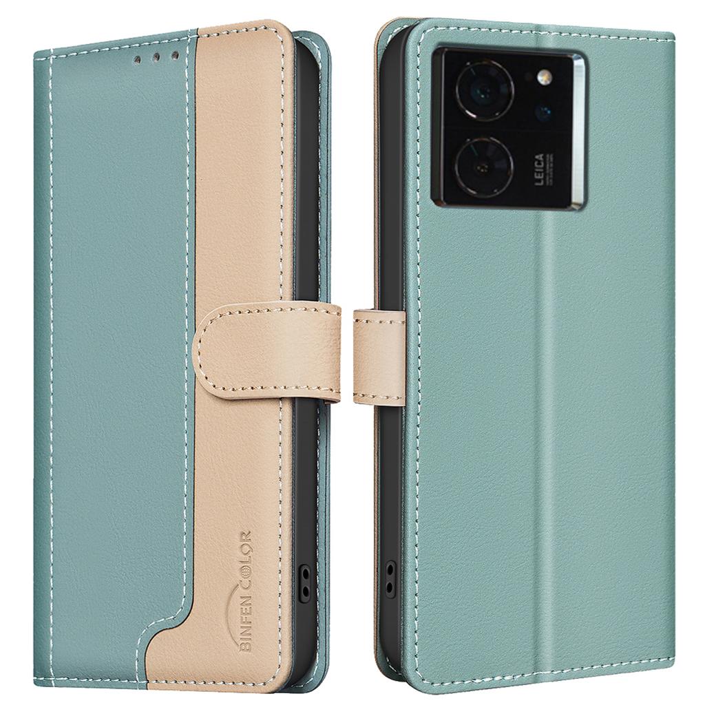 BINFEN COLOR BF33 for Xiaomi 14T Pro Leather Case Splicing Color RFID Blocking