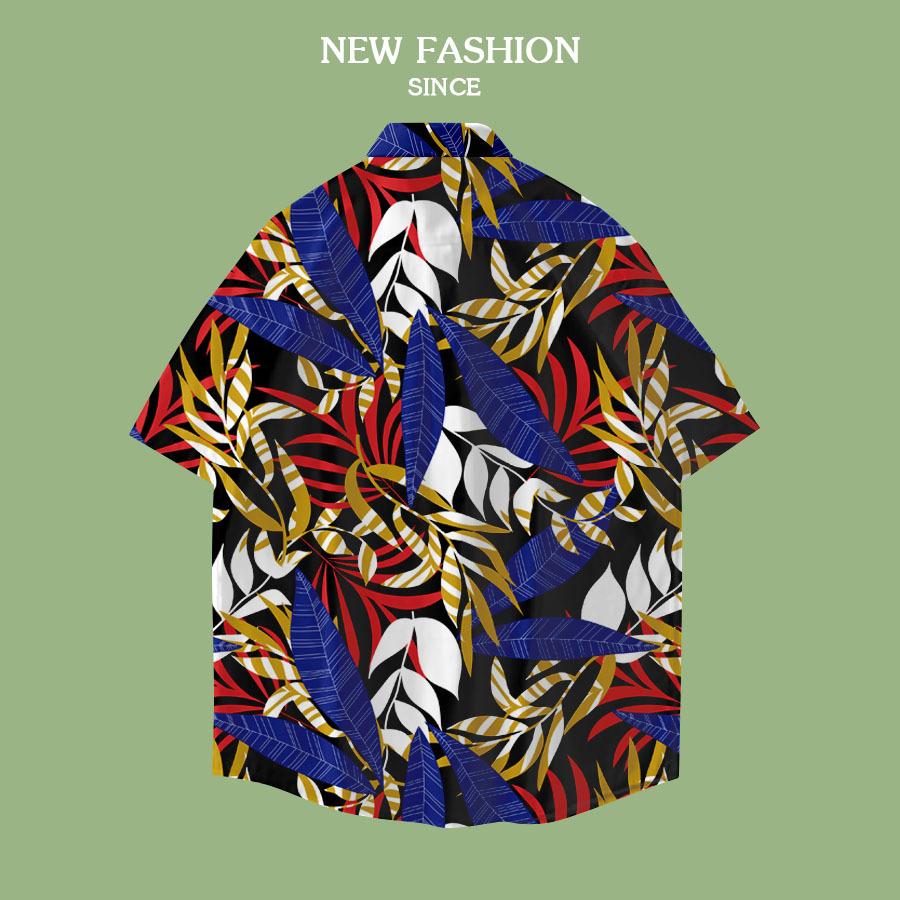 Couple Flower Shirt Men'S And Women'S Summer Large Size Thin Retro Loose Casual Beach Floral Short-Sleeved Shirt Tide