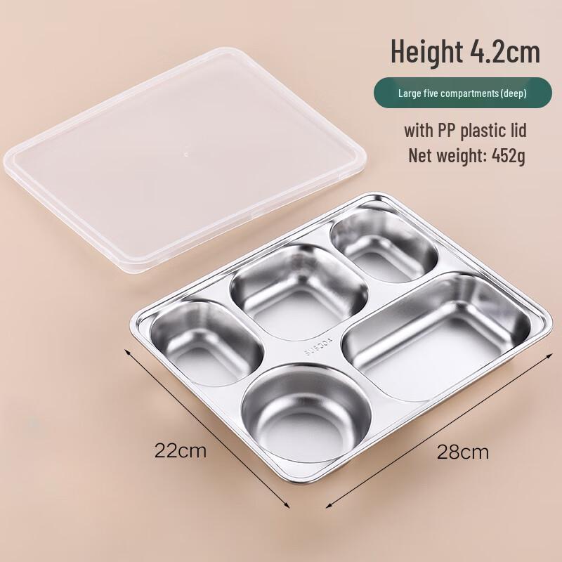 304 Stainless Steel Five-Compartment Cafeteria Tray