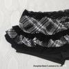 Gothic Style Slim-Fit Plaid Lace Skirt for Girls