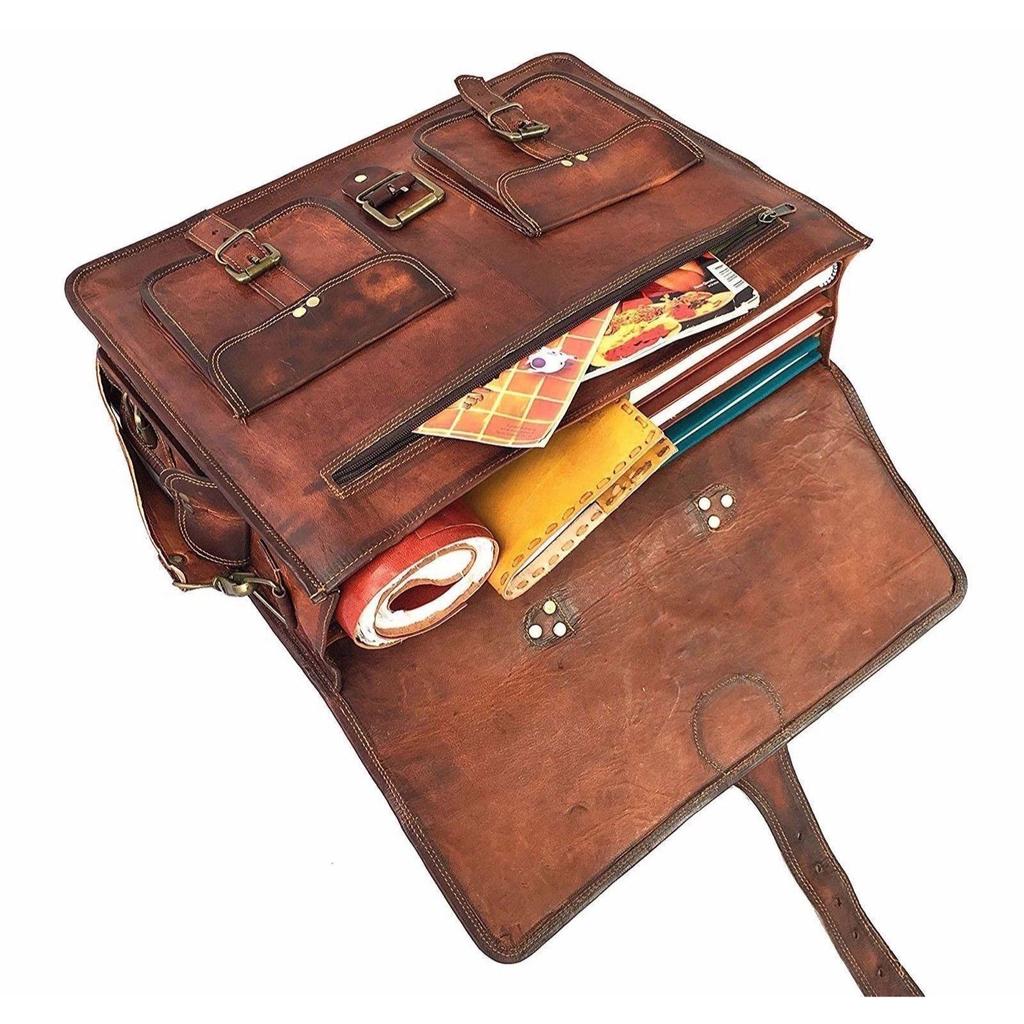 Handcrafted Men's Genuine Leather Vintage Laptop Messenger Briefcase Bag Satchel