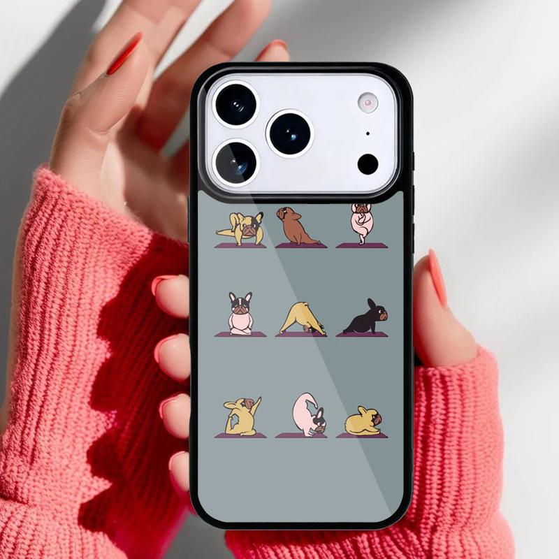 Cute French Bulldog yoga Phone Case for iPhone 17 16 15 14 13 Pro Max Back Cover for 12 11 Pro Coque