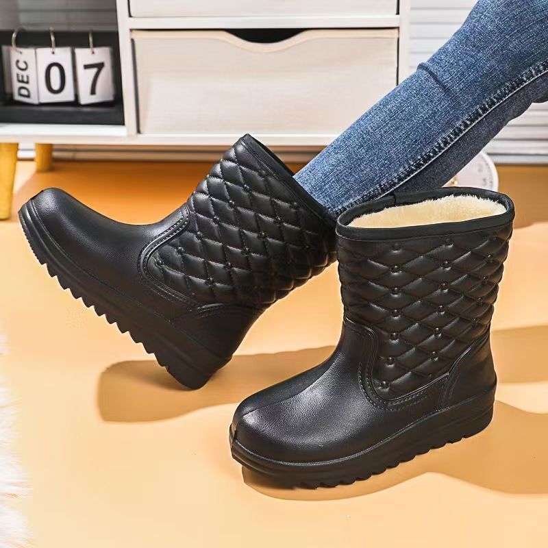 Winter Damen Leichte Samt Wasserdichte Und Anti-Ski Regenstiefel