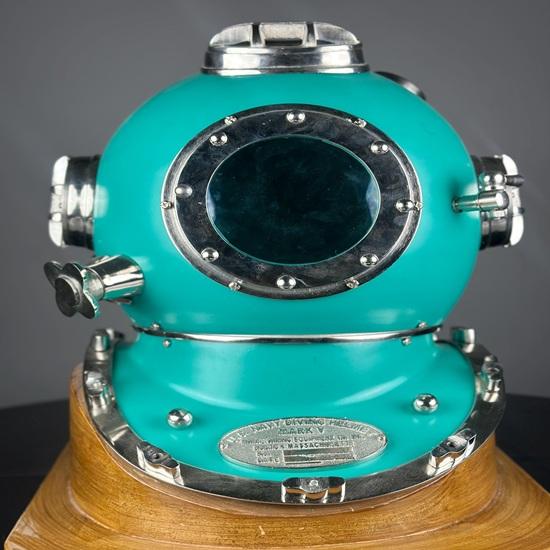 45,72 cm Grüner Tiefsee Taucher Tauchhelm mit Holzsockel Marine Nautisch Boston Tauchhelm Bestes Geschenkobjekt