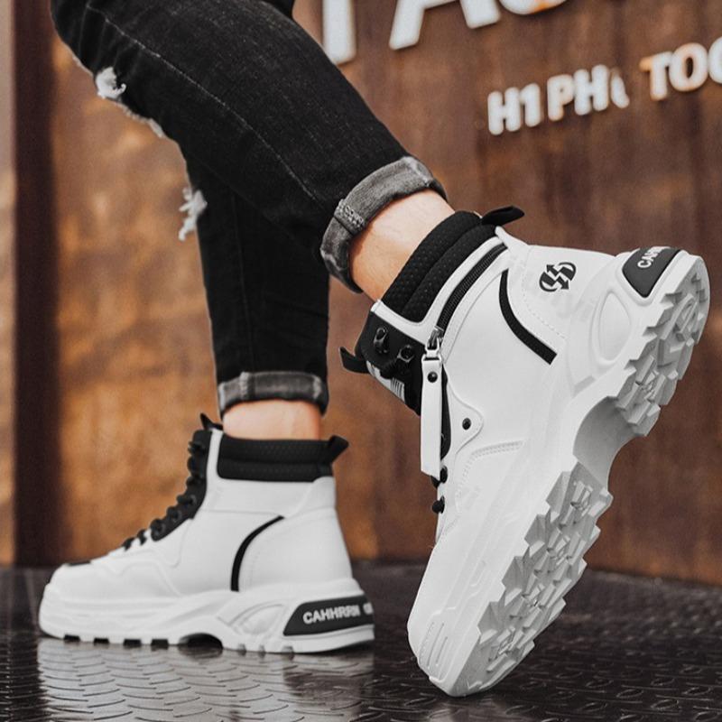 Fashion Men's Niche High Top Thick Soled Casual Short Boots 2025 Winter Fashion Trend Versatile Comfortable Non Slip Chunky Ankle Boots