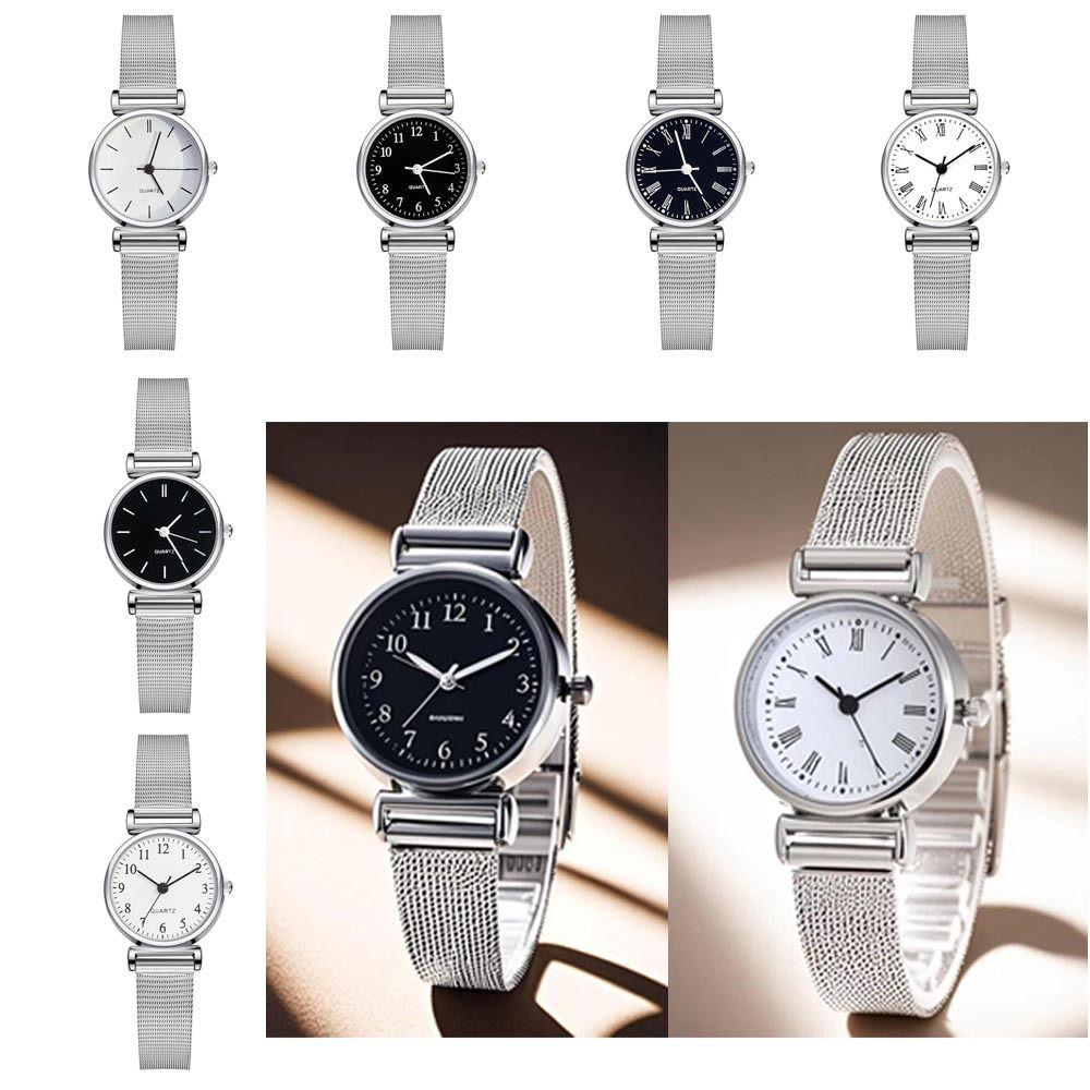 Fashion Round Watches Adjustable Strap Mesh Belt Wristwatches Luxury Quartz Watch Gifts