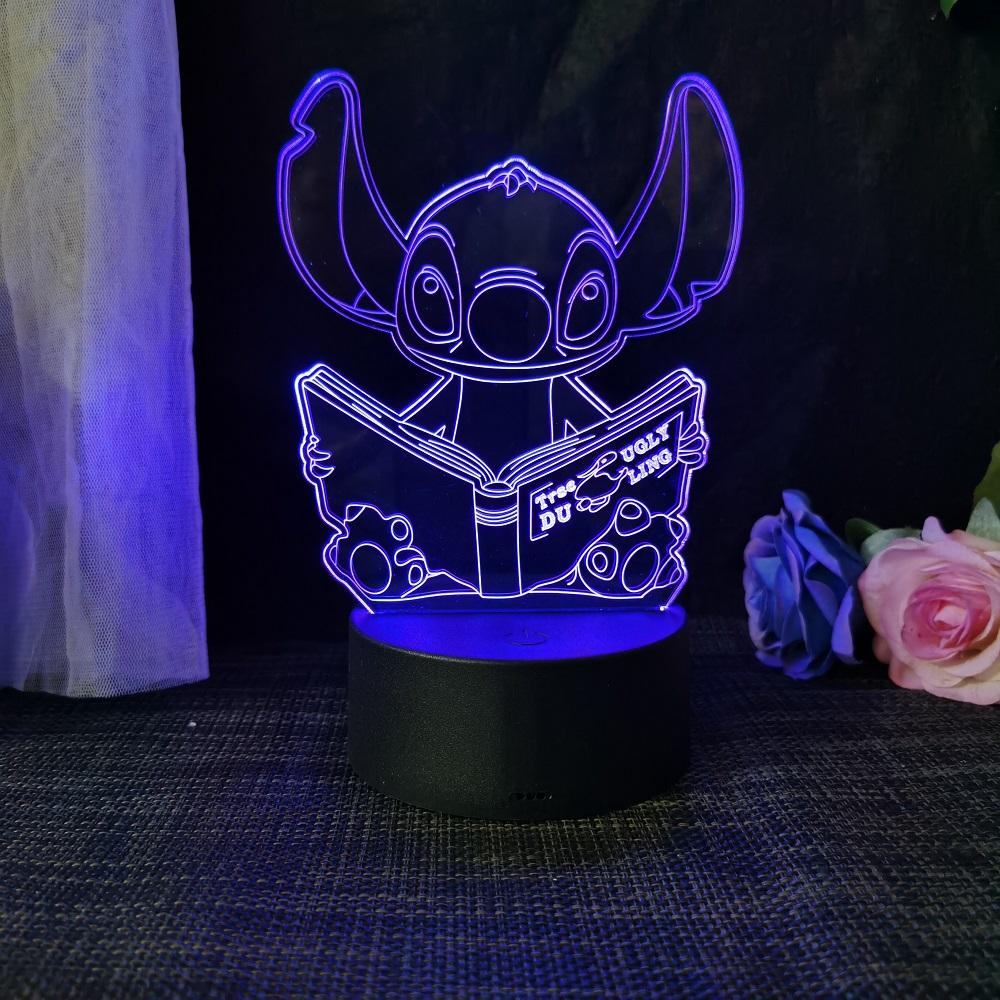 Stitch 3D Acryl Illusion Nachtlicht 16 Farbwechselnde Dekorationslichter Mit Fernbedienung Weihnachten Geburtstag Dekoration Geschenk