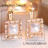 White Zircon Big Square Stone Geometric Hoop Earrings For Women Vintage Gold Color Ear Buckle Wedding Jewelry Versatile Gifts