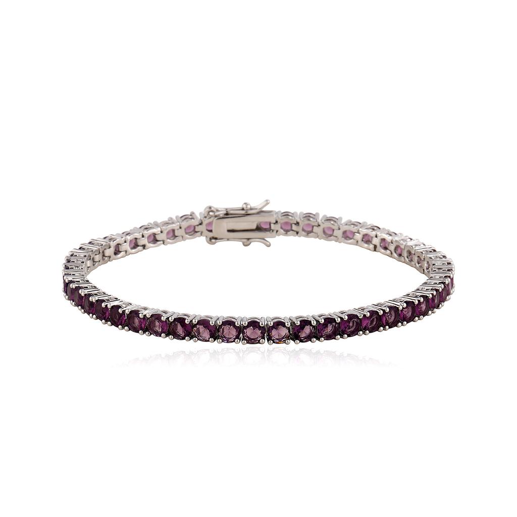 Bracciale Tennis Iced Out a Riga Singola con Zirconi Colorati in Ottone Placcato Rodio Gioielli di Moda per Donna Regalo