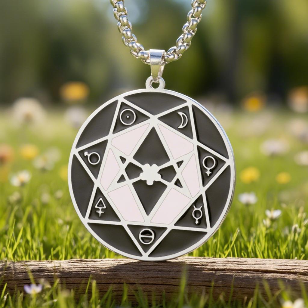 Dawapara Unicursal Hexagram Thelema Necklace Seal Star of Babalon Protection Talisman Pendant Stainless Steel Jewelry