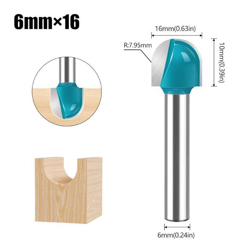 1 st 6 mm Skaft Fräsbitsats Hårdmetall Fräsfräs Verktyg Långt Blad Rundad Spetskärna Solid Hårdmetall CNC Radie Kärnfräs