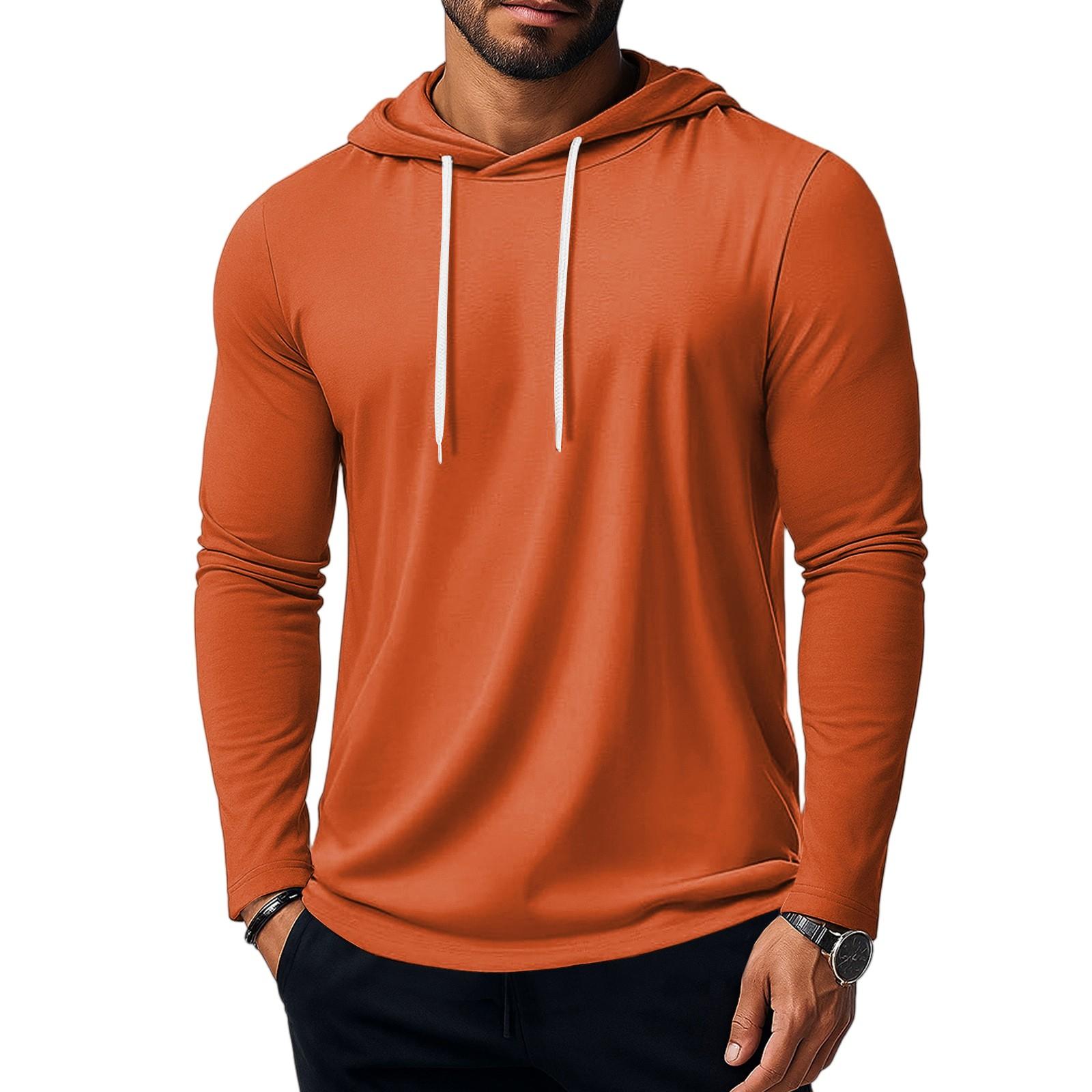 

Мужская толстовка с коротким рукавом, хлопковая толстовка с капюшоном, легкая толстовка, худи, пуловер XL оранжевый
