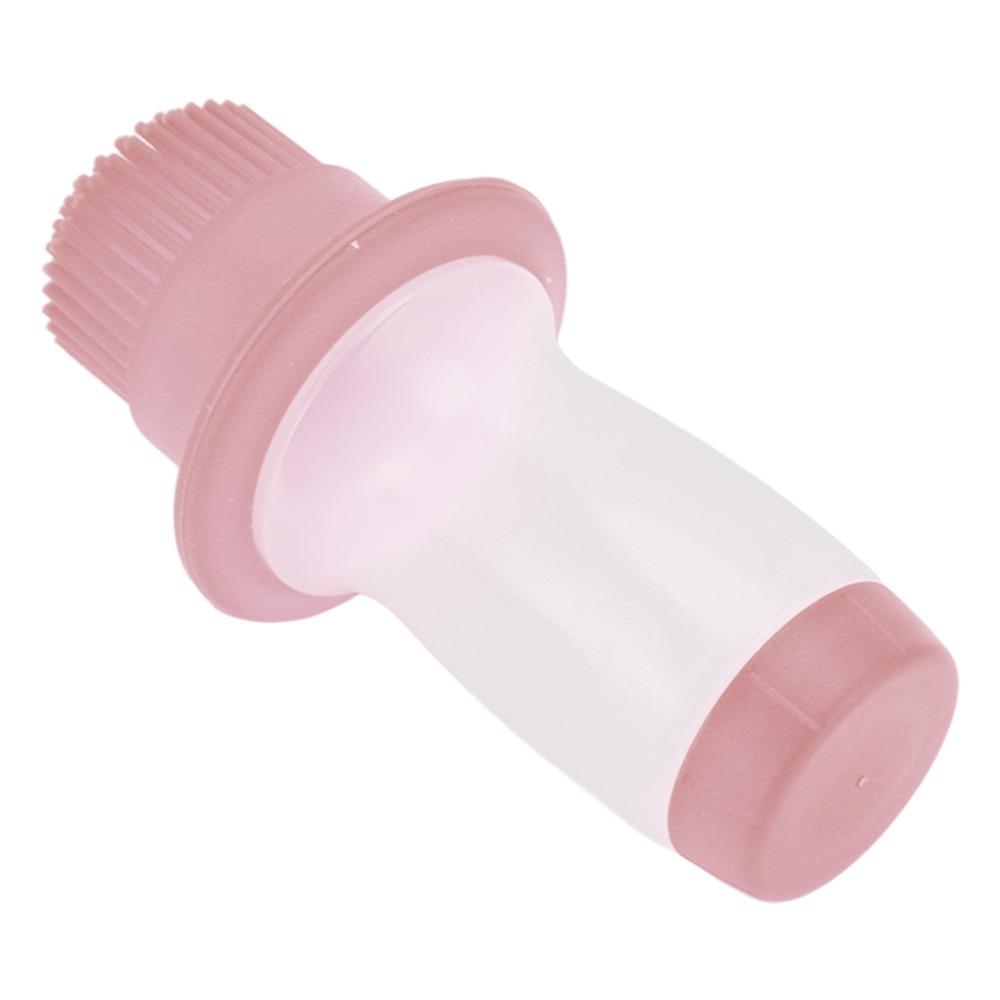Pink Oil Brush Bottle Silicone+Plastic Lid Clear Transparent Squeeze Silicone Oil Brush  Cooking