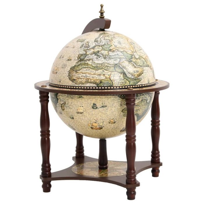 Support à vin - VIDAXL - Globe en bois d'eucalyptus massif - Marron - 42 x 42 x 57 cm - Non assemblé
