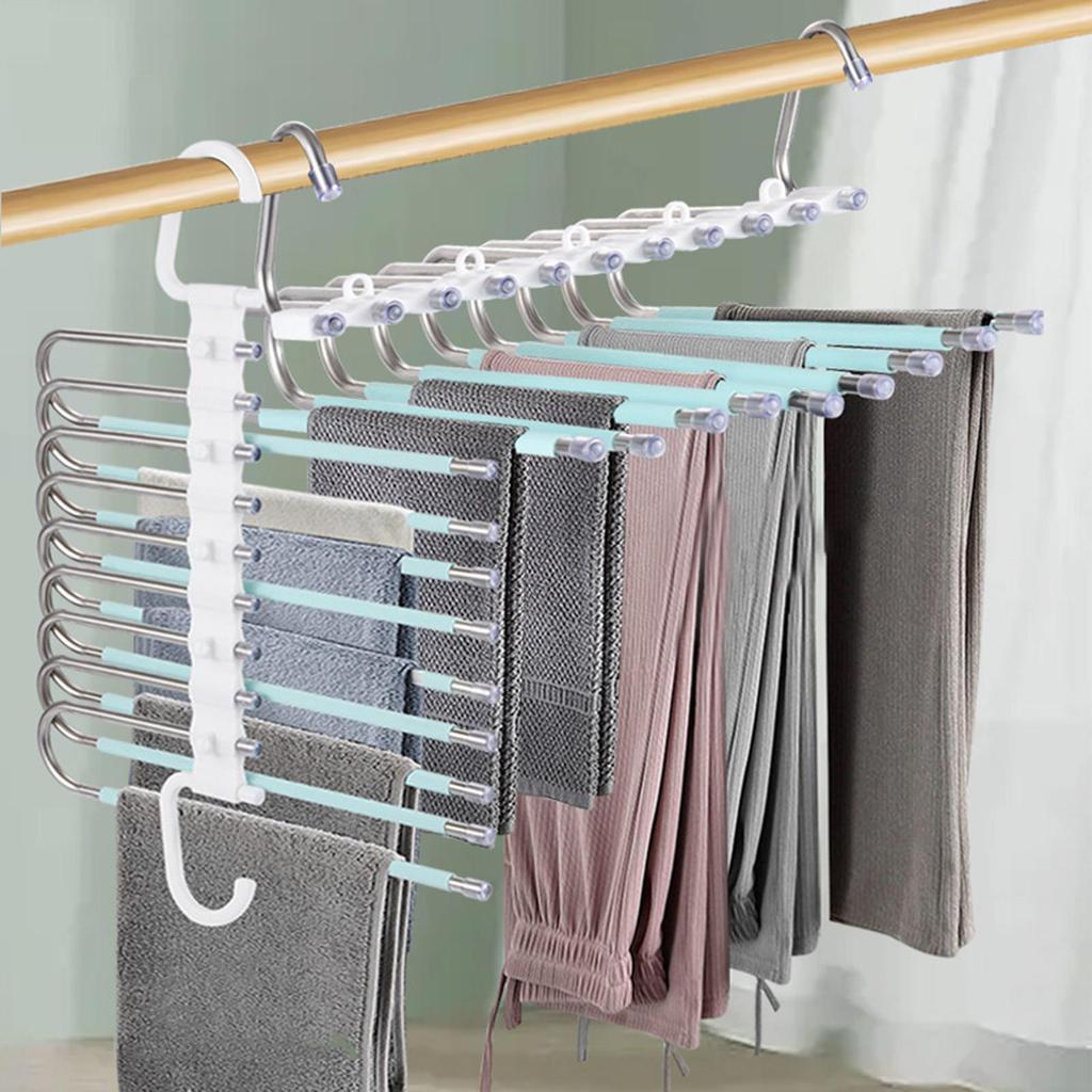 Multi Layer Folding Pants Hangers Slack Wardrobe Travel Hotel Hanging Rack 