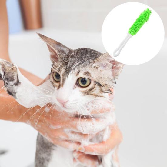 Yousheng štětec na koupání pro domácí mazlíčky s dlouhou rukojetí z měkkých gumových štětin Pohodlná masážní kartáč na péči o zvířata