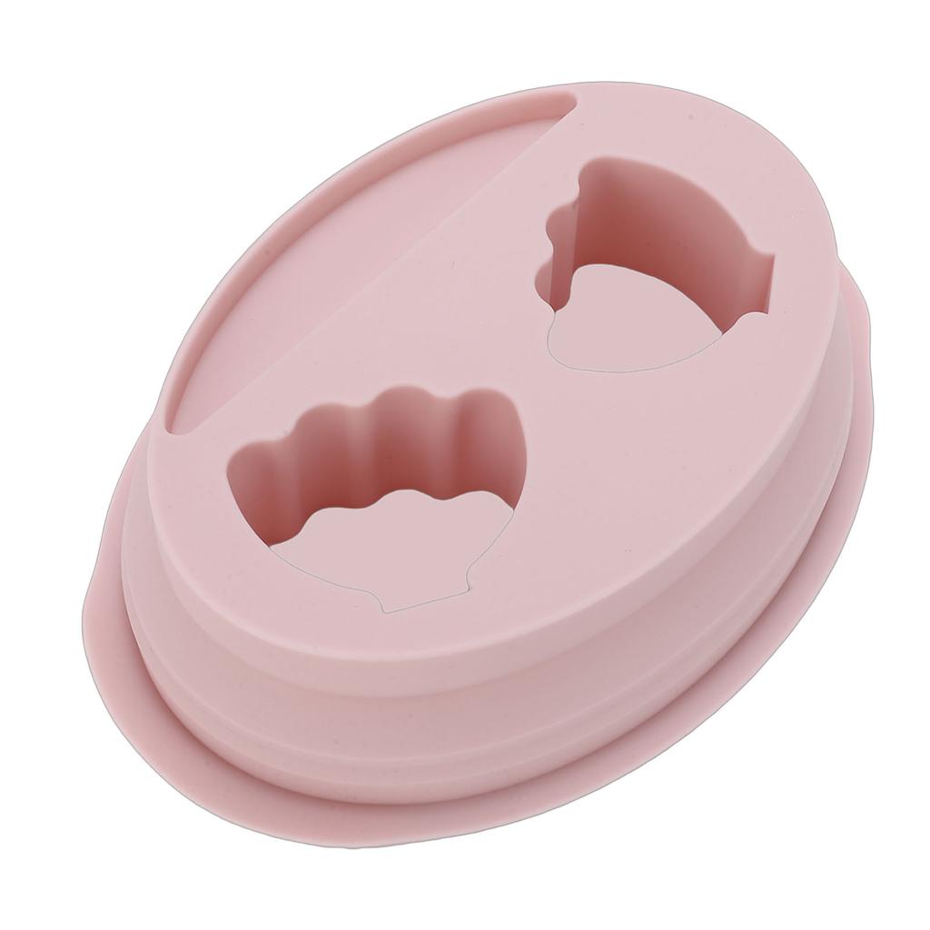 Silicone Dual Nail Soaking Bowl Nail Polish Dip Powder Remover Manicure Bowl with Tool Slot Pink
