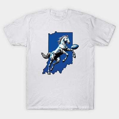 Men Black Print T-shirt Indiana Colt No-Cut Transfer Paper Print Cotton Tshirt