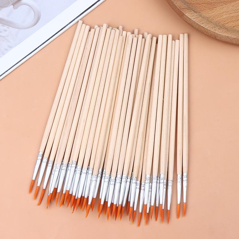 50Pcs Painting Brushes Set Art Round Flat Hair Nylon Hair Paint Brush For Oil Acrylic Watercolor Kids/Artists/Beginners/Student
