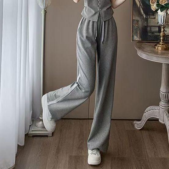 

Women s Summer Casual Two-Piece Set: Stylish Korean Short Sleeve Top & Wide Leg Pants 4XL [Recommended 155-170 Jin]