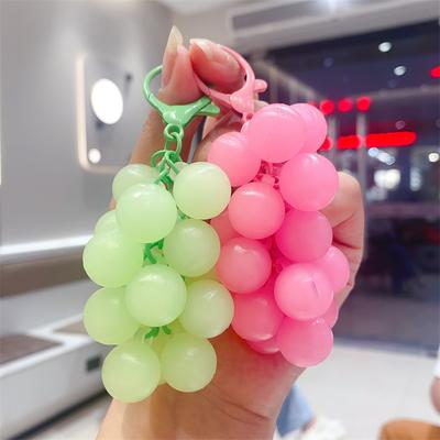 Cute Luminous Grape Keychain Creative Pvc Epoxy Round Beads Small Fresh Color Grape Pendant Small Gift