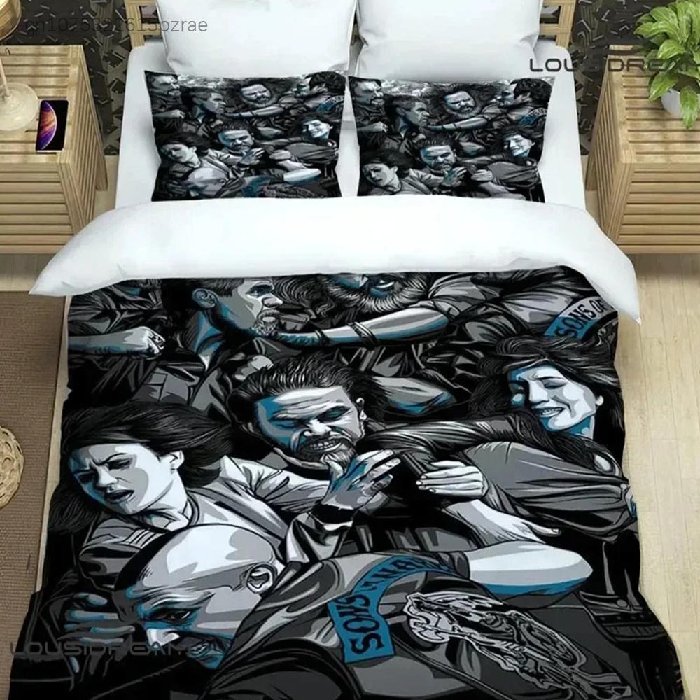 Sons Of Anarchy Retro Bedding Set For Bedroom Soft Modern Bedspreads Comefortable Kids Duvet Cover Quilt Cover And Pillowcase