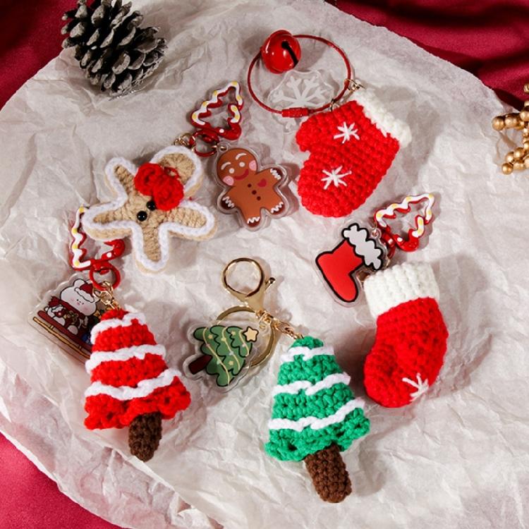 Artisanal Santa Key Chain Adornment Charming Keychain Hand Knitted Christmas Key Accessory Quality Alloy Detailing