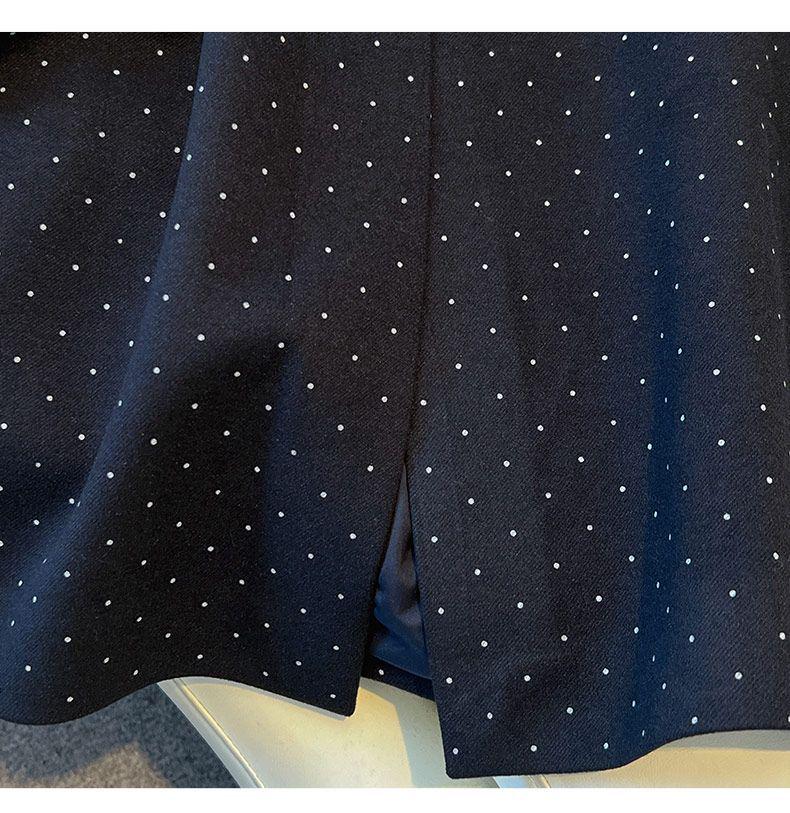 Women's Gray Polka Dot Wool A-Line Hip-Hugging Midi Skirt - Autumn/Winter 2025 Collection