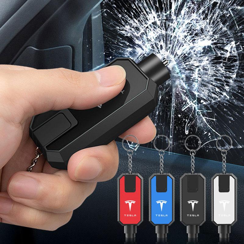 3 In1 Car Safety Hammer Emergency Glass Breaker High Hardness For Tesla Model 3 Model X S 2016-2020 Decals TM3 TMX TMS Decal