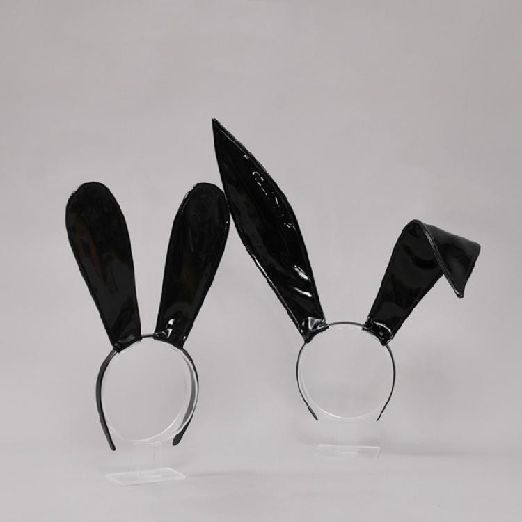 Fascia con Orecchie da Coniglio in Pelle Morbida Copricapo di Halloween Accessori per Capelli Fatti a Mano