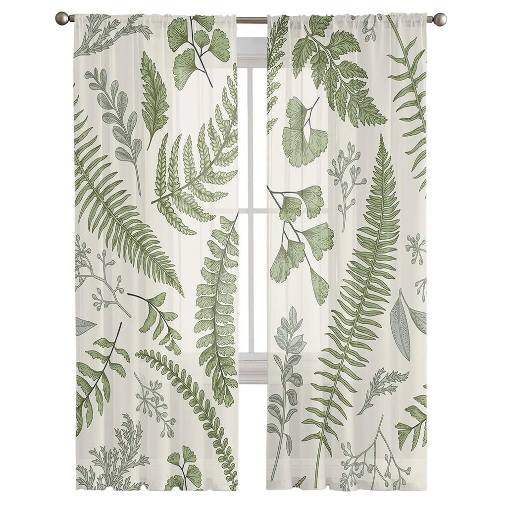 Green Leaf Ginkgo Leaf Moderne Tyll Gardiner Til Stue Soverom Hjem Kjøkken Vindu Rene gardiner