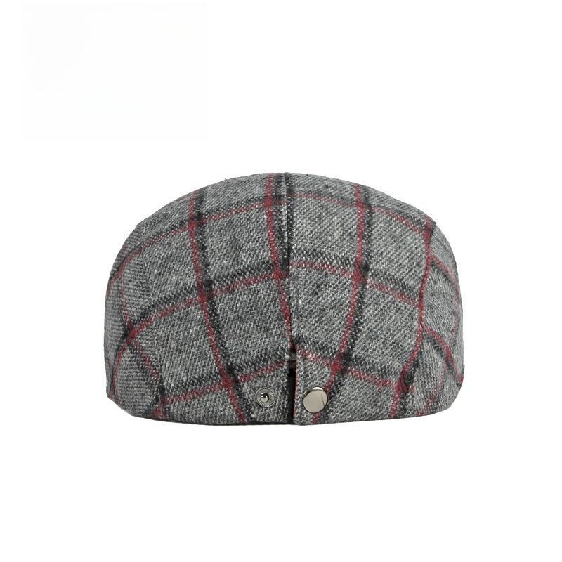 Retro Plaid Woolen Flat Cap Thickened Ivy Hat British Checkered Newsboy Beret Cap for Men Women