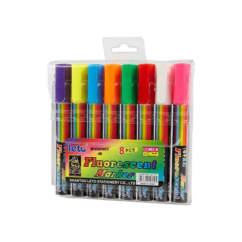 Letu Multicolor Liquid Chalk Fluorescent Marker for Glass - Large Capacity, Wipeable, Dustless