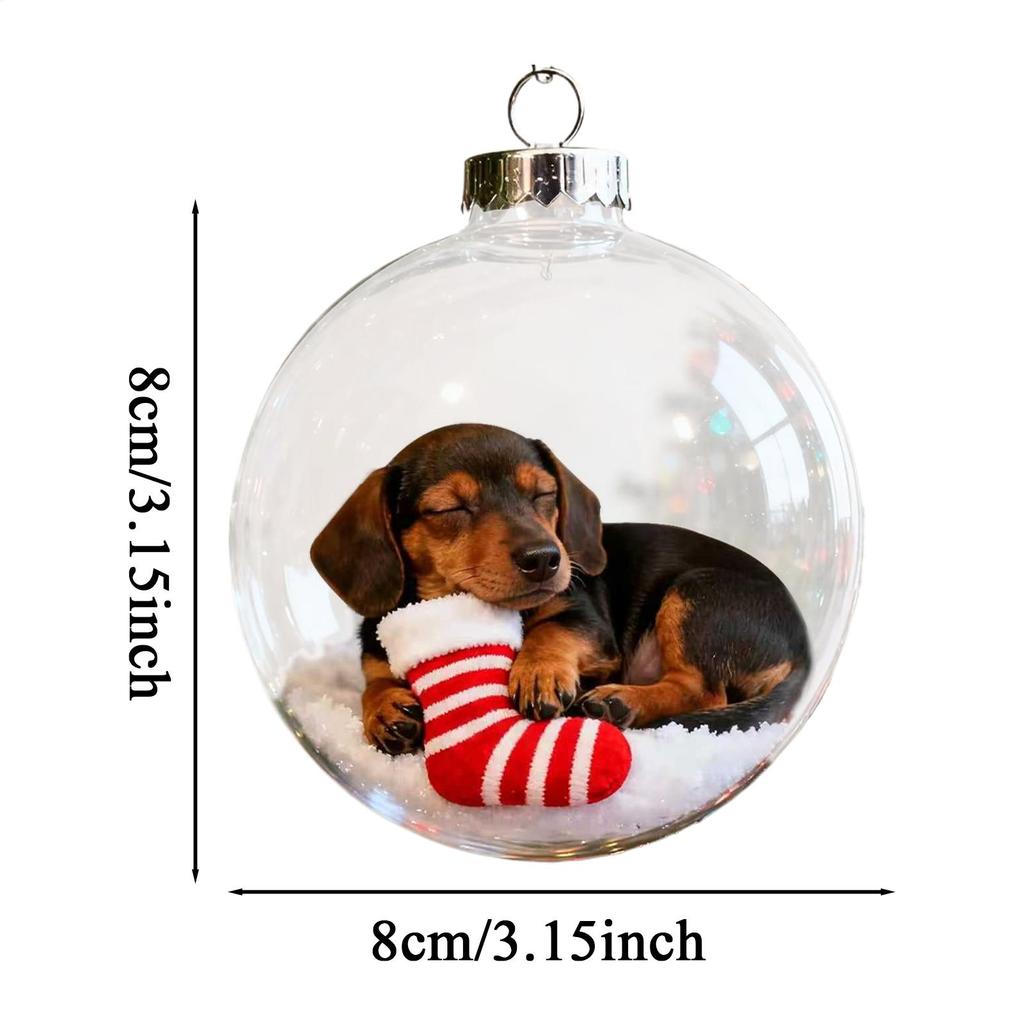 Christmas Ball Shatterproof Hangable Decoration Transparent Dog Balls For Tree For Shopping Mall Bedroom Window Store Home