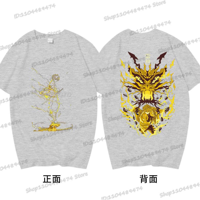 Demon Slayer T Shirts Anime Agatsuma Zenitsu Vintage Cotton Comfortable T-shirts Casual Loose T Shirt Male Female Streetwear